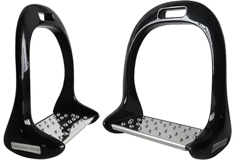 CYMMIYT säkerhetsstigbygel 1 par stirrup häst ridningsutrustning rostfritt stål legering aluminiumlegering tjock non-slip equestrian för saddle pedal (svart)