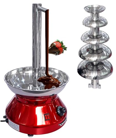 Chokladfontän 5-nivås elektriskt fonduetorn, 3,2 kg kapacitet, temperaturkontroll, idealisk för att smälta ost, godis, perfekt för fester och bröllop