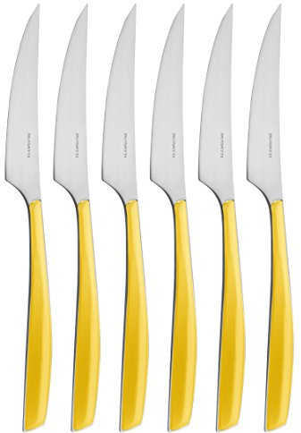 Bugatti GL6U-021F06/6 Glamour - Servizio di 6 coltelli da Dessert, in Acciaio e San, 16 x 26 x 3 cm, Colore: Giallo