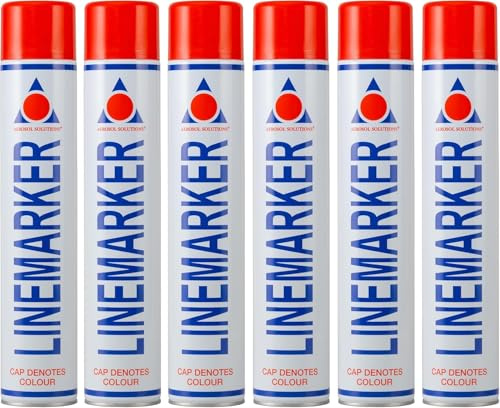 Aerosol Solutions Line Marker, Grass and Road Spray Paint, Red, 750 ml (Pack of 6)