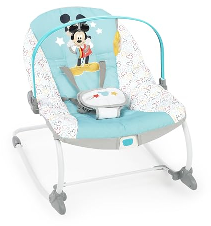 Bright Starts Disney Baby MICKEY MOUSE Infant to Toddler Rocker & Seat with Vibrations and Removable Toy Bar, 0-30 Months Up to 40 lbs (Original Bestie)