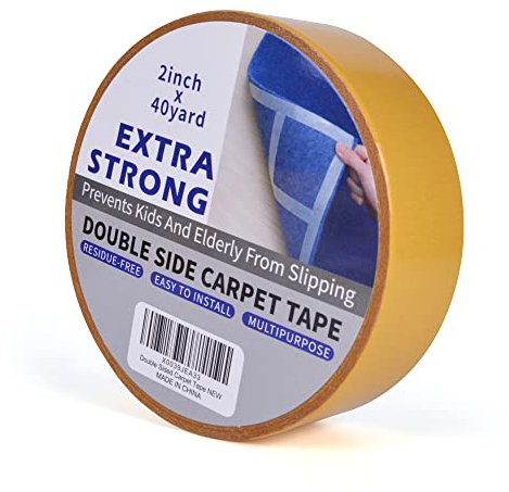 TAPEBEAR Heavy-Duty Double Side Carpet Tape, Removable Carpet Tape for Area Rugs, Multipurpose Gripper Non Slip Tape for Wood Floor and Outdoor Rugs, Residue-Free, 2inch X 40yard(50mm x 36m)