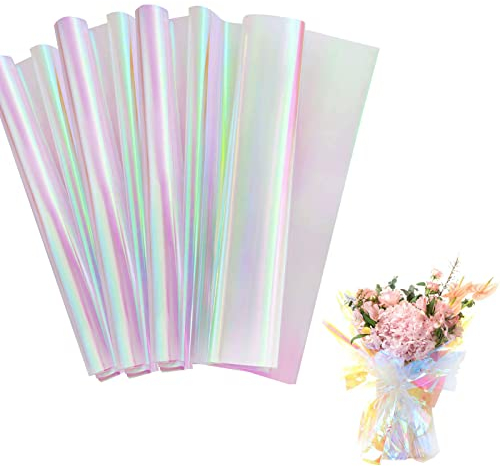 GoldRock 20 Blätter Cellophanfolie Geschenkfolie Transparent,Transparentpapier Bunt,Regenbogen Geschenkpapier Rolle Weihnachten,Folie Zellophanfolie für Hochzeit,Blumenstrauß,Geschenk,Süßigkeitenpaket