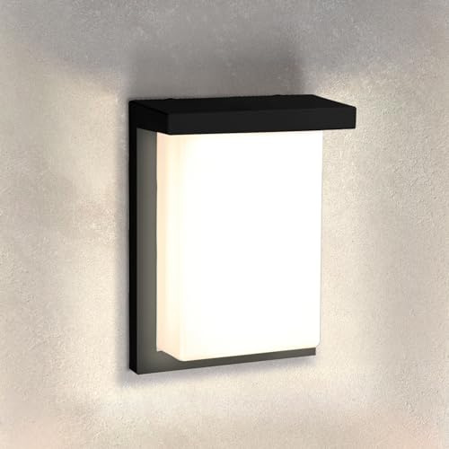 ASD LED 8 Outdoor Wall Light, Front Door House Sconce | 3CCT, Dimmable, Waterproof, ETL Listed | 12W 900LM 3000-5000K 120V | Exterior Patio Lighting Fixture, Flush Mount Porch Lamp | Black