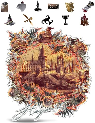 Harry Potter Puzzle – A3 Hogwarts Castle – Wooden Jigsaw Puzzles for Adults – 155 Unique Shaped Pieces – Officially Licensed Merchandise – 10.8 x 11.9
