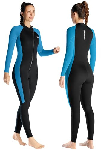 Neoprendräkt 3 mm dam komplett våtdräkt helkropp neopren dykdräkter Sretch långärmad hålla varm, främre dragkedja vuxen dykdräkter för dykning snorkling surfing XS storlek