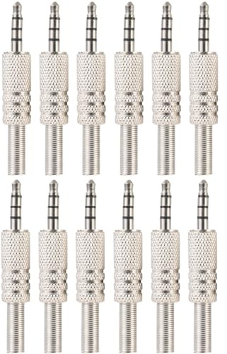 Greluma 12 PZ Spina Stereo da 3,5mm, Connettore Jack Maschio TRRS da 1/8, Connettore Cavo Audio a Saldare a 4 Poli da 3,5mm per Cuffie Riparazione Auricolari