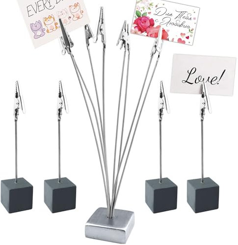 WZYTEU 1 Stk 8-Branch Fotohalter + 4 Stk 1-Branch Memohalter Klammer, Clip Halter mit Base für Bilder Karte Hinweis Büroklammer(Harz, Silber, Grau)