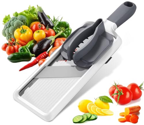 Mandoline Slicer with Comfort Grip Adjustable 3 Thickness Settings Vegetable Slicer for Salad & Fruit Cutter Chopper with Safety Handle Sharp Stainless Steel