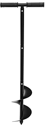 TAPMING Handjordborr jordborr med 1 handtag, 1 par handskar och 2 anslutningsstänger för uppsättning av staketstolpar, planteringar, halkfritt handtag