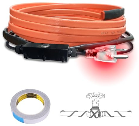 Cupohus Self-Regulating Heat Tape for Water Pipes 6FT, Waterproof Thermostat for Outdoor, Freeze Protection Heat Trace Cable for Metal, Plastic Home Pipes, Roof and RV, 110-120V