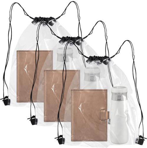 3 Pezzi Zaino Trasparente Festival Bag, 42x33cm Borsa Trasparente Donna, Sacca Sportiva con Coulisse, Multifunzionale, Borsa Sportiva per Esercizio, Scuole, Viaggi All'aperto, Festival, Outdoor