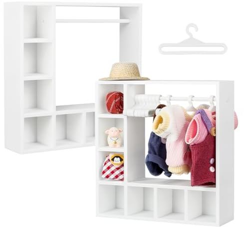 UNICRAFTALE 2 Set Weiße Puppenkleiderschränke Mit 20 Kleiderbügeln Mini Kleiderschrankorganisator Plastikgarderobenmodell Mikrolandschaft Puppenhauszubehör Für Puppenhausdekoration