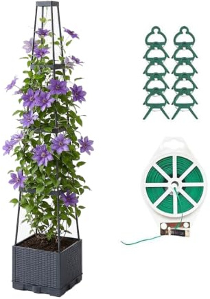 3/4 Niveles, Jardinera con Soporte para Enredaderas en Forma de pirámide, Plástico, para Plantas, Altura Ajustable(Four Layers 28cmx140cm)