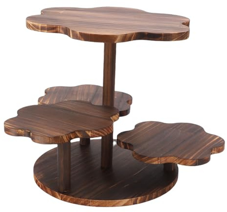 Jeanoko Flower Shape Cupcake Stand, Elegant 4-vånings Trätorn med