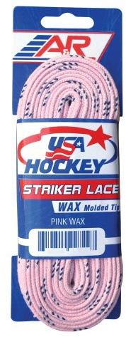 A&R Striker Ice Hockey Waxed Skate Laces, Pro Style Heavy Duty Lace-Pink-120 Inches