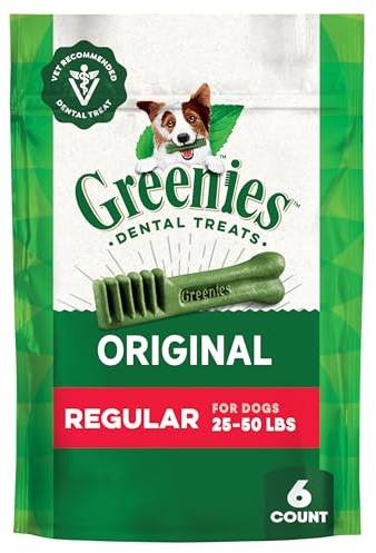 Greenies Original Regular Natural Dental Care Dog Treats, 6 oz. Pack (6 Treats)