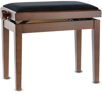 GEWA Piano Bench Deluxe, Solid Wood, Height Adjustable, Matte Walnut