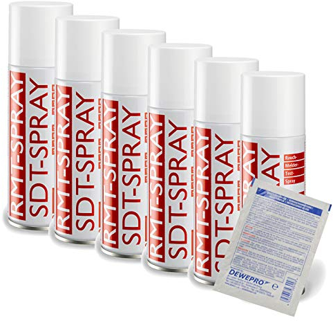 RMT Spray - VPE: 6 x 200ml Spraydose - Rauchmelder-Test-Spray - ITW Cramolin - 1391411 - Testspray für Rauchmelder zur Testauslösung inkl. 1 St. DEWEPRO® SingleScrubs