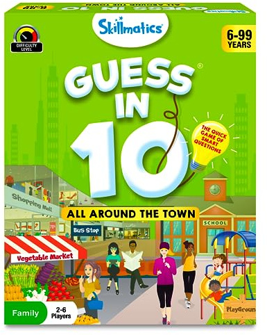 Skillmatics Guess in 10 Around Town – Card Game for Kids & Families | Perfect for Boys, Girls & Kids, Travel Friendly Card & Board Games, Gifts for Ages 6, 7, 8, 9 & Up