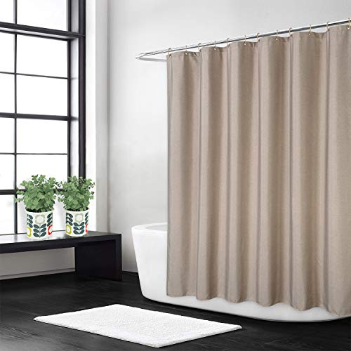 LinTimes Flachs Leinen wie 240GSM Schwere extra Lange Stoff Duschvorhang mit Haken Hotel Luxus waschbar,Taupe,180x240 cm