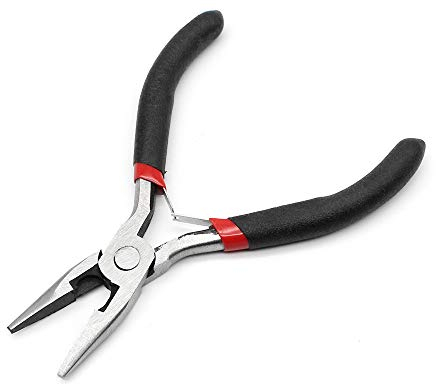 YapitHome Schmuckzange Flachzange mit Abgeflachten für Schmuck, Handarbeiten, Hobby, Perlen, 117 mm, Schwarz