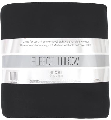 Trail maker 80x60 Fleece Throw Blanket Large Hypoallergenic Throw for Twin Bed, Couch, Livingroom, Chair Throw Cover (Black)