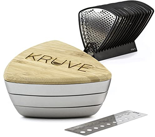 KRUVE The Coffee Grinder Strainer Helps with Accurate Measuring, calibrating, Refining Coffee Grinders, Ideal for cafes, Baristas or Home Brewers (Plus Bean, Silver)
