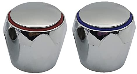 Wasserhahn 2 Teile/Satz Universal Ersatz Metall Hot Cold Tap Switch Dusche Wasserhahn Griff Knopf Button Küche Badezimmer Waschtisch Waschbecken Komponenten Zubehör (Schrauben + Kunststofftropfen)