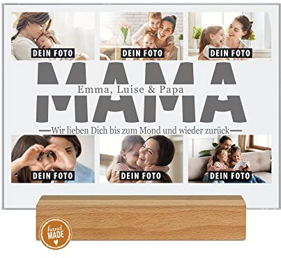 PR Print Royal Acrylbild mit Foto für Mama selbst gestalten - Hochwertiger Fotoaufsteller aus Acrylglas und Echtholzsockel | Personalisiertes Geschenk für Mama zum Muttertag, Geburtstag, Weihnachten