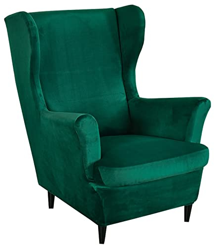 Mingfuxin Ohrensessel Überzug, 2-Teiliges Set Stretch Ohrensessel Kissen Sofa Schonbezüge, Samt Sessel-Überwürfe Flügel zurück Sesselbezüge Möbelschutz für Wohnzimmer Schlafzimmer Hotel