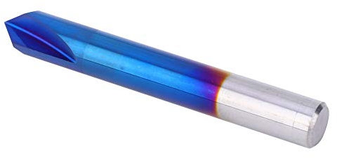 90 Degree Chamfer End Mill, 2 Flutes Carbide Chamfering Mill Blue Coating Tungsten Steel Cemented Chamfer Cutter Router Bit, Chamfer End Mill (10 * 75L)