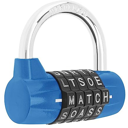 HOJLKLD Cadenas à Code, Cadenas à Combinaison de 5 lettres, Cadenas Casier, Manille de 7mm pour les casier de l'école, de gym, les portes, les valises, les cabanes (1, Bleu)