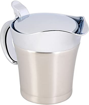 Distributeur De Sauce En Acier Inoxydable Casserole à Sauce Custard Serveur Double Paroi Sauce Saucière Récipient à sauce thermique Pour Maison Cuisine Table(450ml)