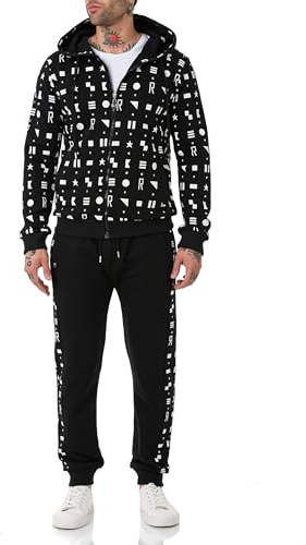 Redbridge Tuta sportiva con motivo grafico Tuta sportiva in due pezzi con felpa con cappuccio e pantaloni da jogging, Nero , S