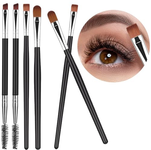 Set di pennelli per sopracciglia angolari - 6PCS Pennello per sopracciglia, eyeliner e ombretto, pennello per trucco a doppia estremità, pettine per ciglia, piccolo pennello sfumante per donne