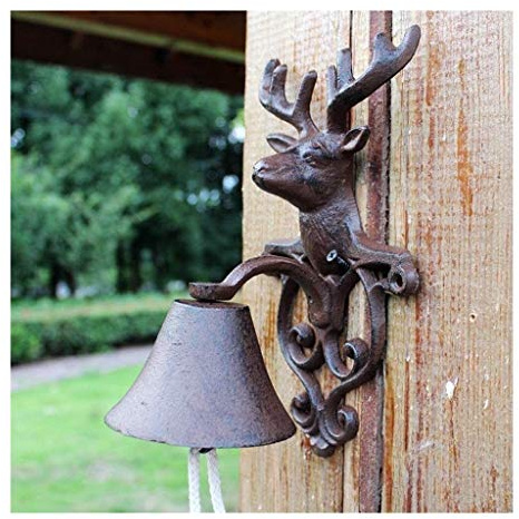 Cast Iron Door Bell Cast Iron Bell - Welcome Entry Door Bell Antique Doorbell Decoration Front Door Interior Exterior Decor Black Cast Iron Doorbell Retro Manor Wind Chime Wall Hanging Frame Decoratio