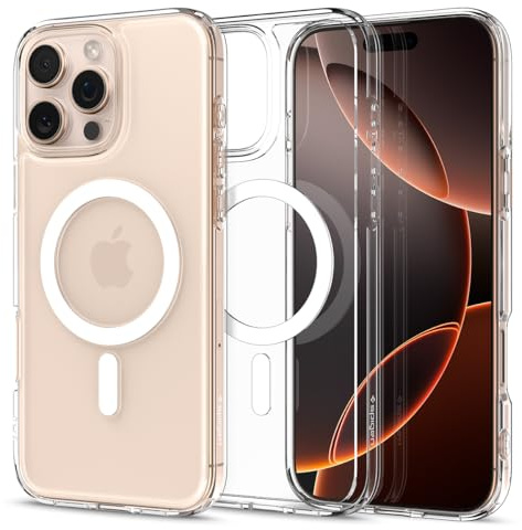 Spigen Ultra Hybrid MagFit Case for iPhone 16 Pro, Compatible with MagSafe Accessories [Anti-Yellowing] [Military-Grade Drop Protection] - Clear White