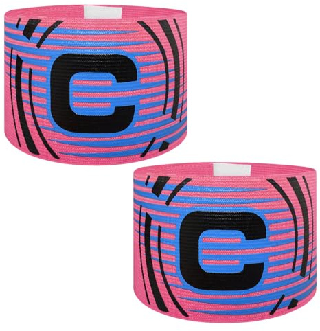 Ynaize Soccer Captain Armband, 2Pcs Sports Captain Armbands Elastic Protective Arm Badge Adjustable Football Basketball Player Bands Adult Women Men-Pink