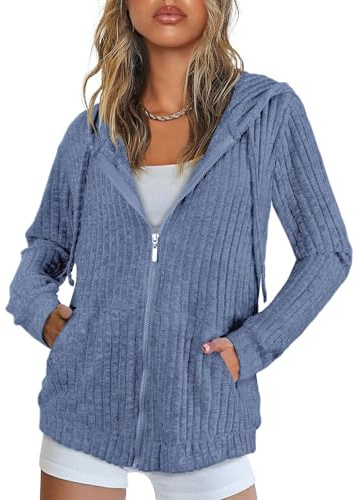 Flikity Women's Cardigans Zip Up Ladies Hoodies with Large Pockets | Hooded Cardigan Women Long Sleeve Tops Ladies Lightweight Jackets Casual Work Spring Summer Autumn Tunic Clothes M-3XL
