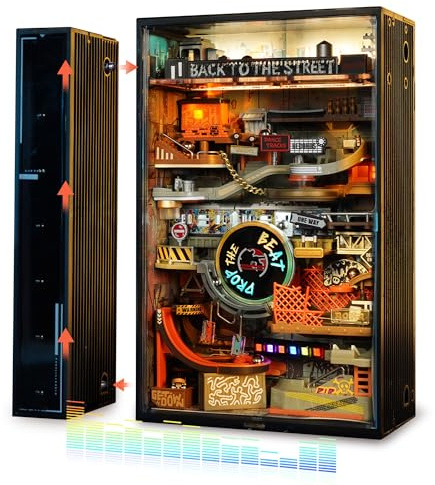 ROKR Marble Run Model Kits Hip-hop Street Gaming Decor Desk Decoration,Sound Activation, Music Sync, Parallel World MR03S