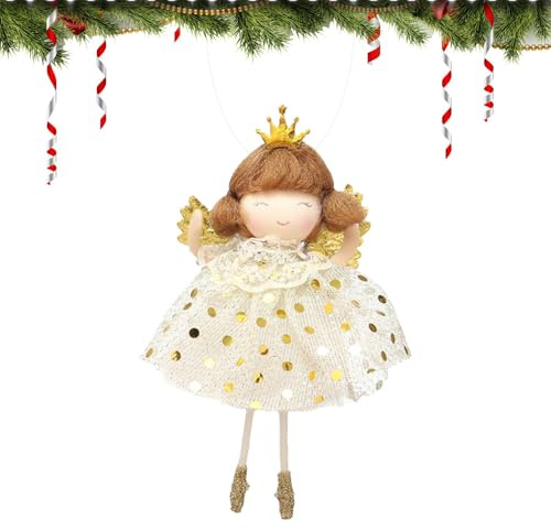 Décoration de sapin de Noël en forme d'ange de fille, jolie princesse ange | Décoration de Noël en tissu pour poupée et fenêtre de sapin de Noël