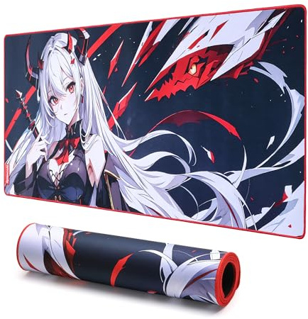 Redragon EISA P047-L Anime Gaming-Mauspad - Glatte Spandex-Oberfläche, rutschfeste Gummibasis, wasserabweisend, langlebiges 5 mm Dickes Design, 89 x 40 cm, Schwarz