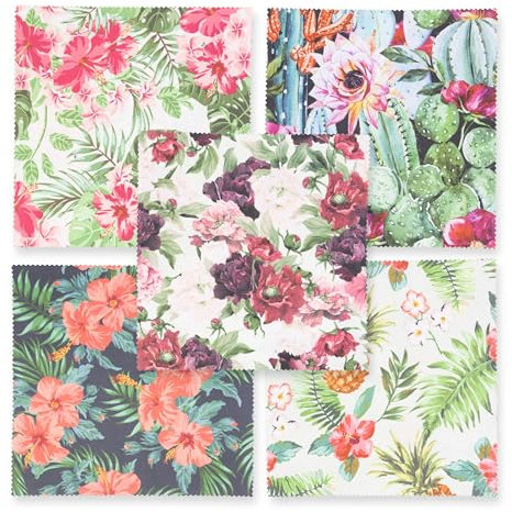 Lens-Aid Set 5 paños Microfibra diseño Floral – Paños sin Rayas para Limpiar Gafas, Pantallas, Objetivos, móviles y Tablets – Lavables, Resistentes, 20×20 cm