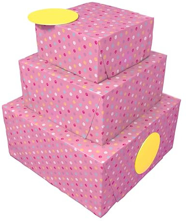 UK Greetings 6 Geschenkpapierbögen und 6 Anhänger für sie/Freundin – rosa Punkte-Design