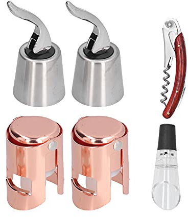 6pcs Kit à outils à vin Champagne Stopper Conservation du vin en liège ouvre-bouteille de vin pour la cuisine à domicile
