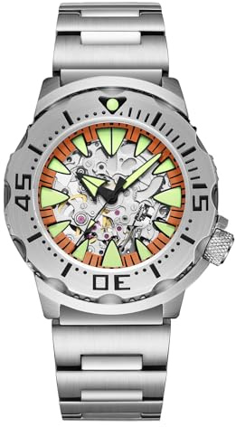 ADDIESDIVE Montre mécanique de Luxe étanche à 200m Japonais 8N24 Montre de plongée mécanique AD2103 Cadran ajouré Verre Saphir avec revêtement AR Luminescence C3 Montre analogique pour Homme