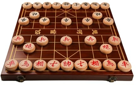 Chinese Chess 2 Player Strategi Brädspel Resebrädspelset med bokträstycken och vikbart schackbräde(5.8cm/2.3in)