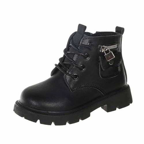 Botines para niña con suela suave | Estilo británico elegante para niños a partir de 2 años | Botas de imitación cómodas y duraderas para aventuras diarias, Black, 23 EU