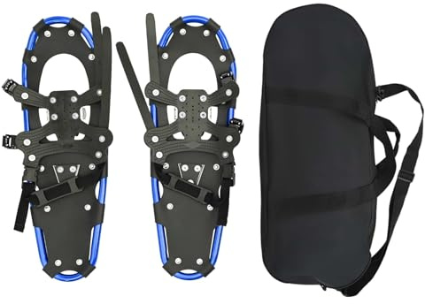 vidaXL 3 i 1 snöskor Blå och svart 25 tum Aluminium och HDPE, Trädgård och terrass, Justerbar snöutrustning, Vinter sportutrustning, Utomhusvandring kit, Kyla klimat tillbehör, Trekking kit